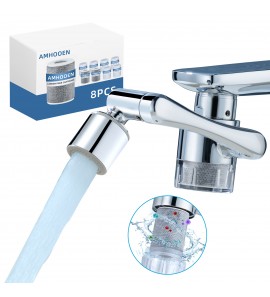 Water-Filter Sink Faucet-Extender Swivel Aerator - 8pcs Replace Tap Water Purifier, Solid Brass 1080 Swivel Faucet Extender Bathroom Sink Filter, Rotating Kitchen Faucet Extension 2 Spray Mode